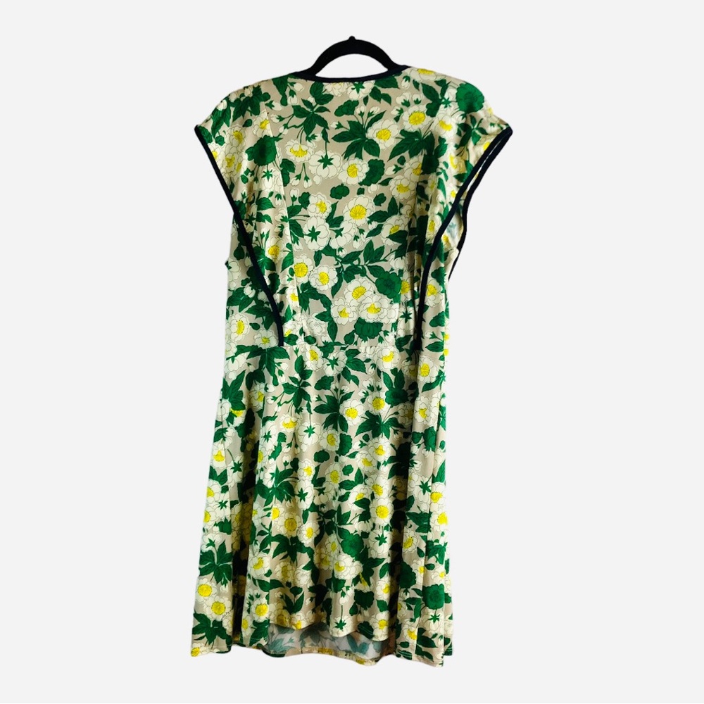 Asos Dress Green Flower with Black Piping Accent‎ Size 14 - Picture 11 of 11